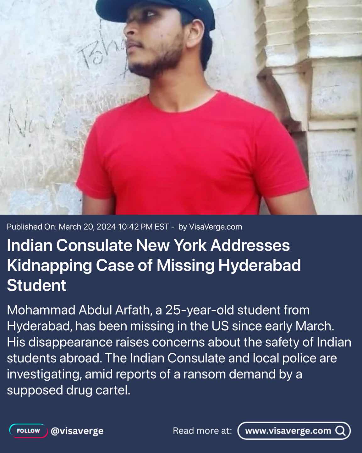 Indian Consulate New York Addresses Kidnapping Case of Missing Hyderabad Student