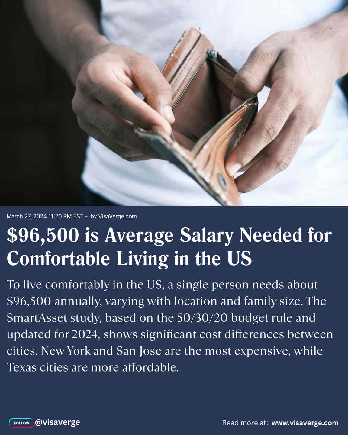 $96,500 is Average Salary Needed for Comfortable Living in the US $96,500 is Average Salary Needed for Comfortable Living in the US