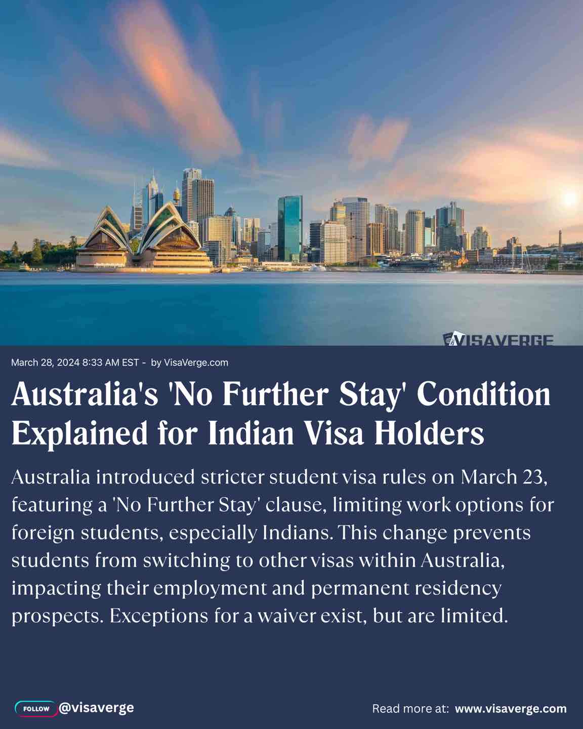Australia's 'No Further Stay' Condition Explained for Indian Visa Holders Australia's 'No Further Stay' Condition Explained for Indian Visa Holders