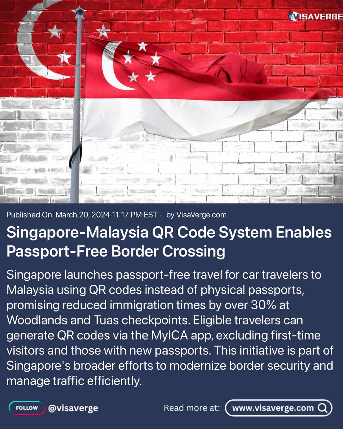 Singapore-Malaysia QR Code System Enables Passport-Free Border Crossing