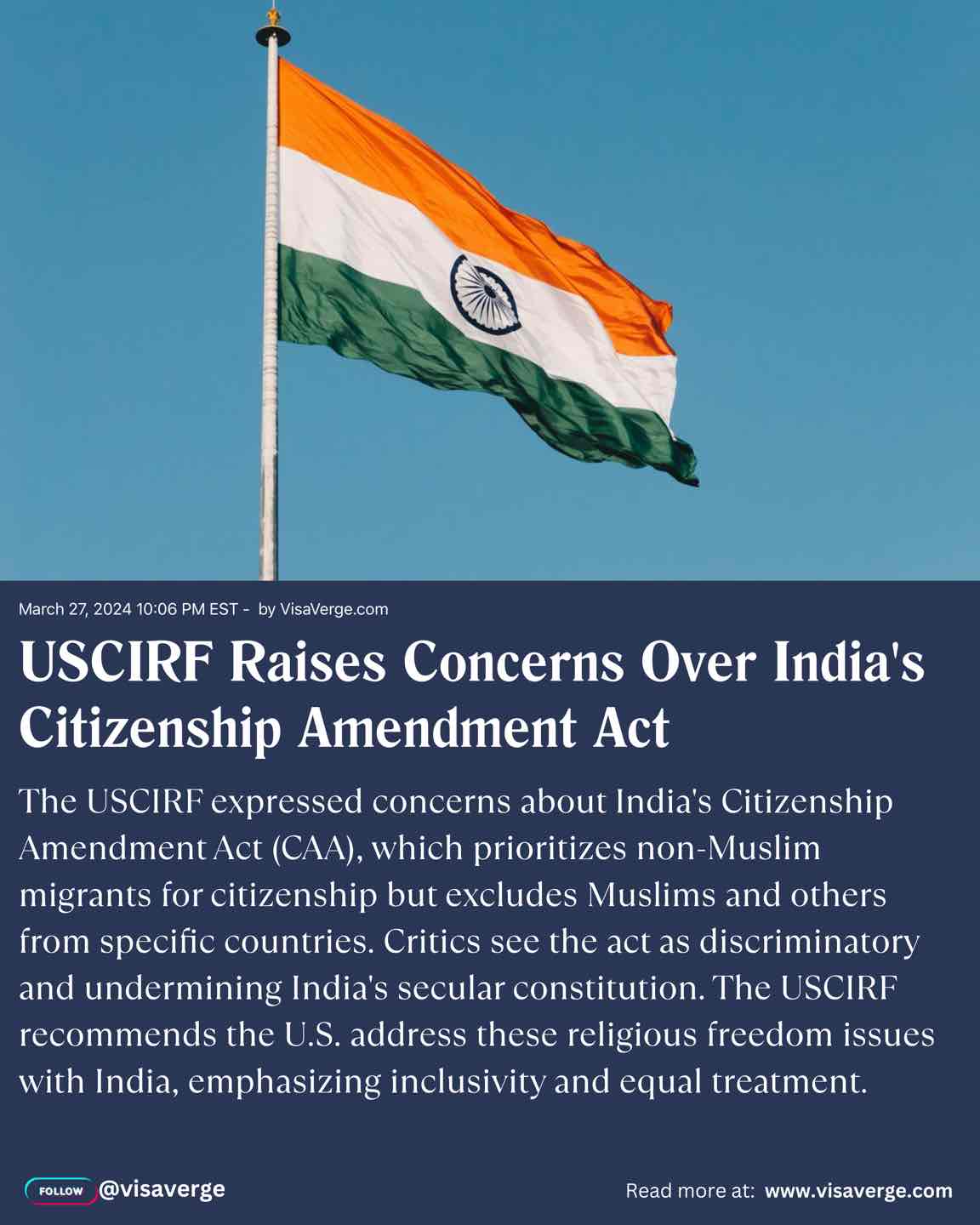 USCIRF Raises Concerns Over India's Citizenship Amendment Act USCIRF Raises Concerns Over India's Citizenship Amendment Act