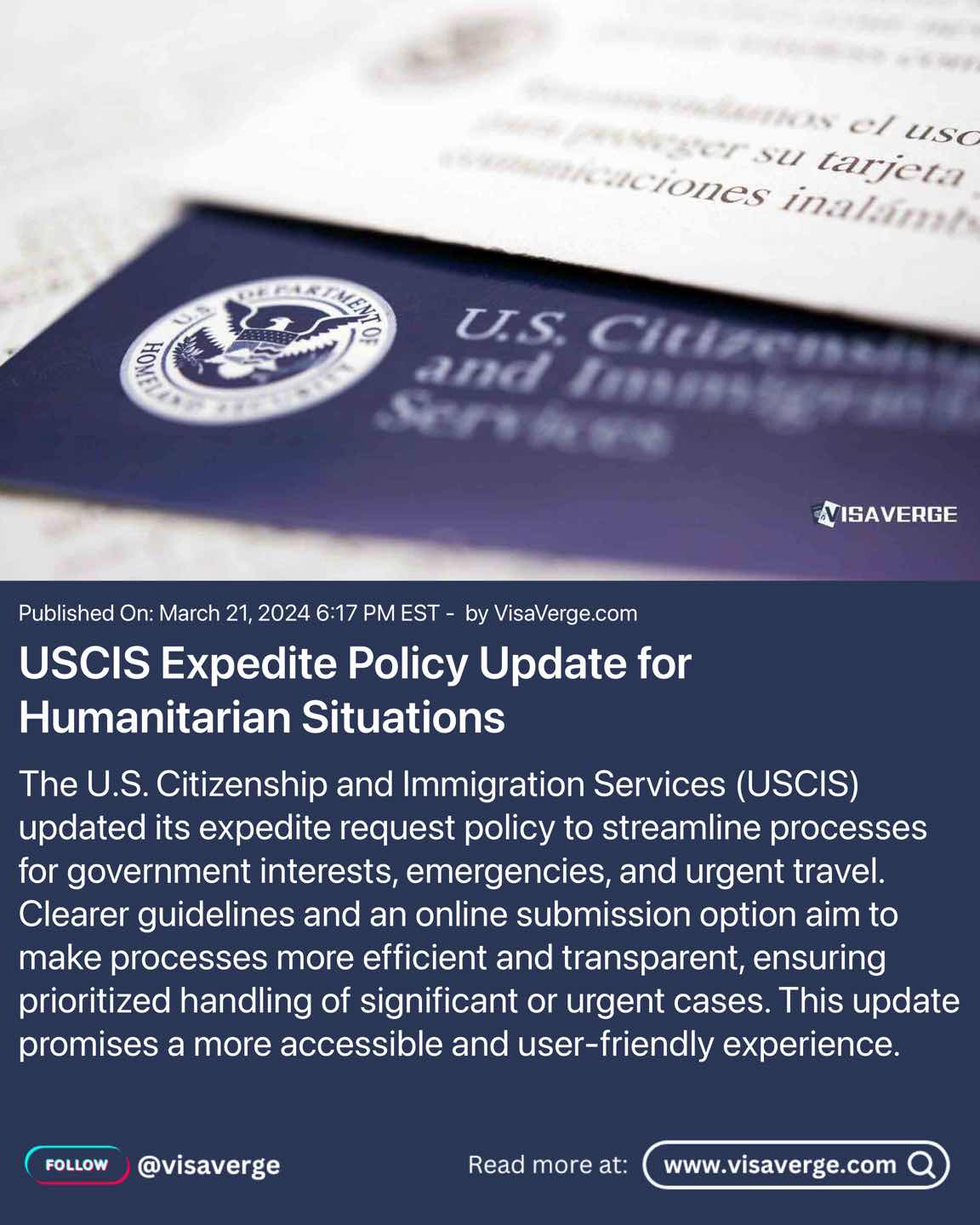 USCIS Expedite Policy Update for Humanitarian Situations USCIS Expedite Policy Update for Humanitarian Situations