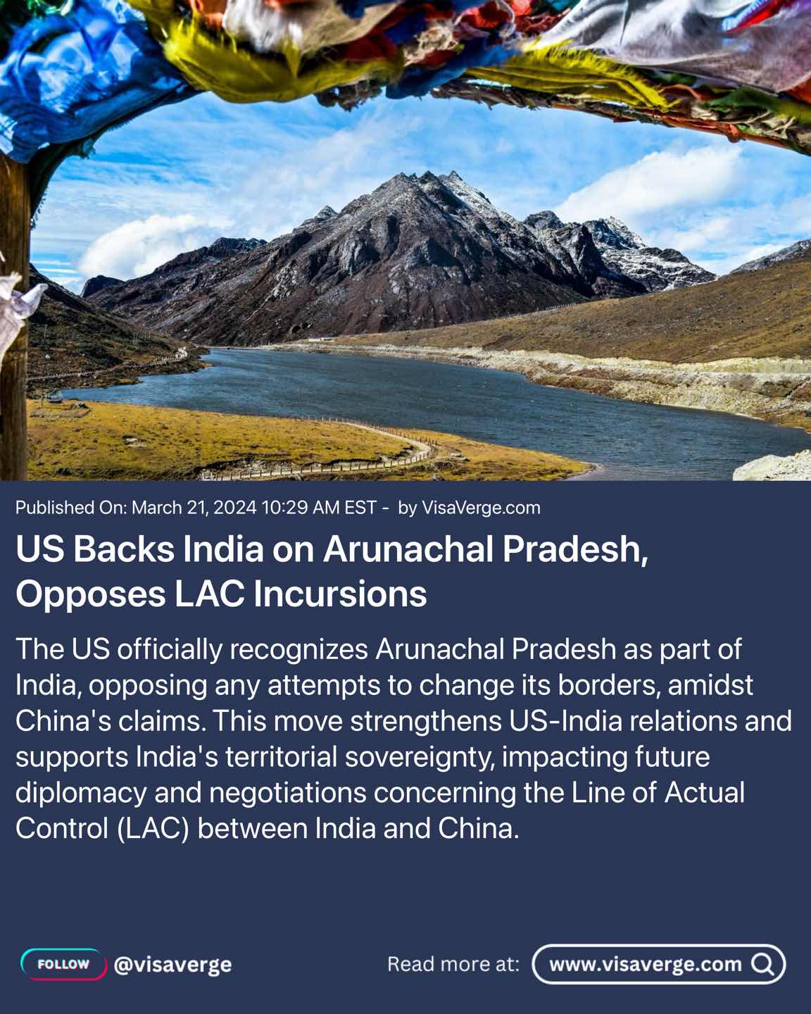 US Backs India on Arunachal Pradesh, Opposes LAC Incursions US Backs India on Arunachal Pradesh, Opposes LAC Incursions