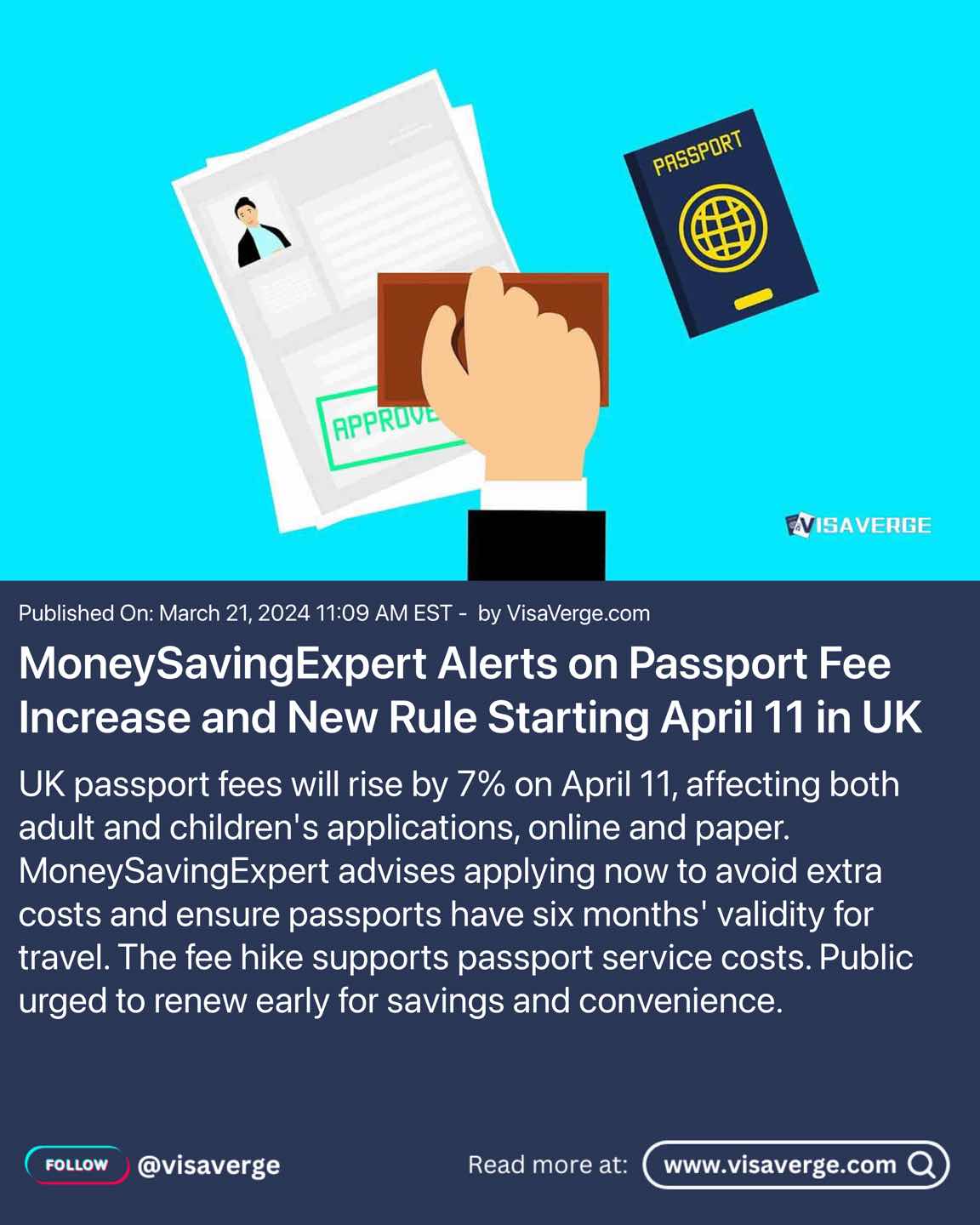 MoneySavingExpert Alerts on Passport Fee Increase and New Rule Starting April 11 in UK