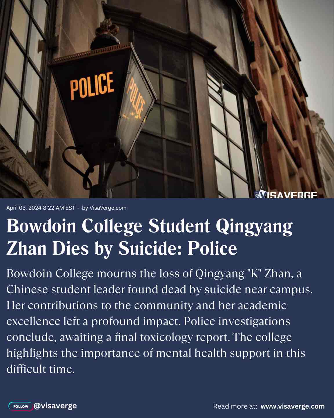 Bowdoin College Student Qingyang Zhan Dies by Suicide: Police Bowdoin College Student Qingyang Zhan Dies by Suicide: Police