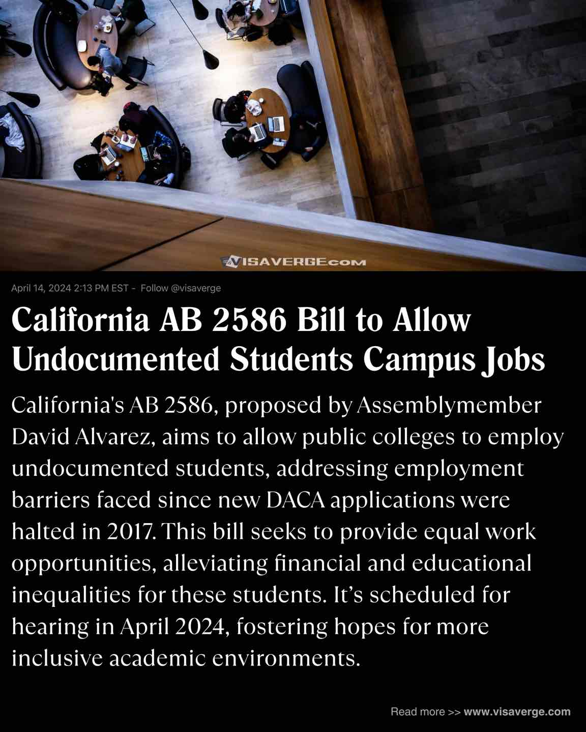 California AB 2586 Bill to Allow Undocumented Students Campus Jobs California AB 2586 Bill to Allow Undocumented Students Campus Jobs