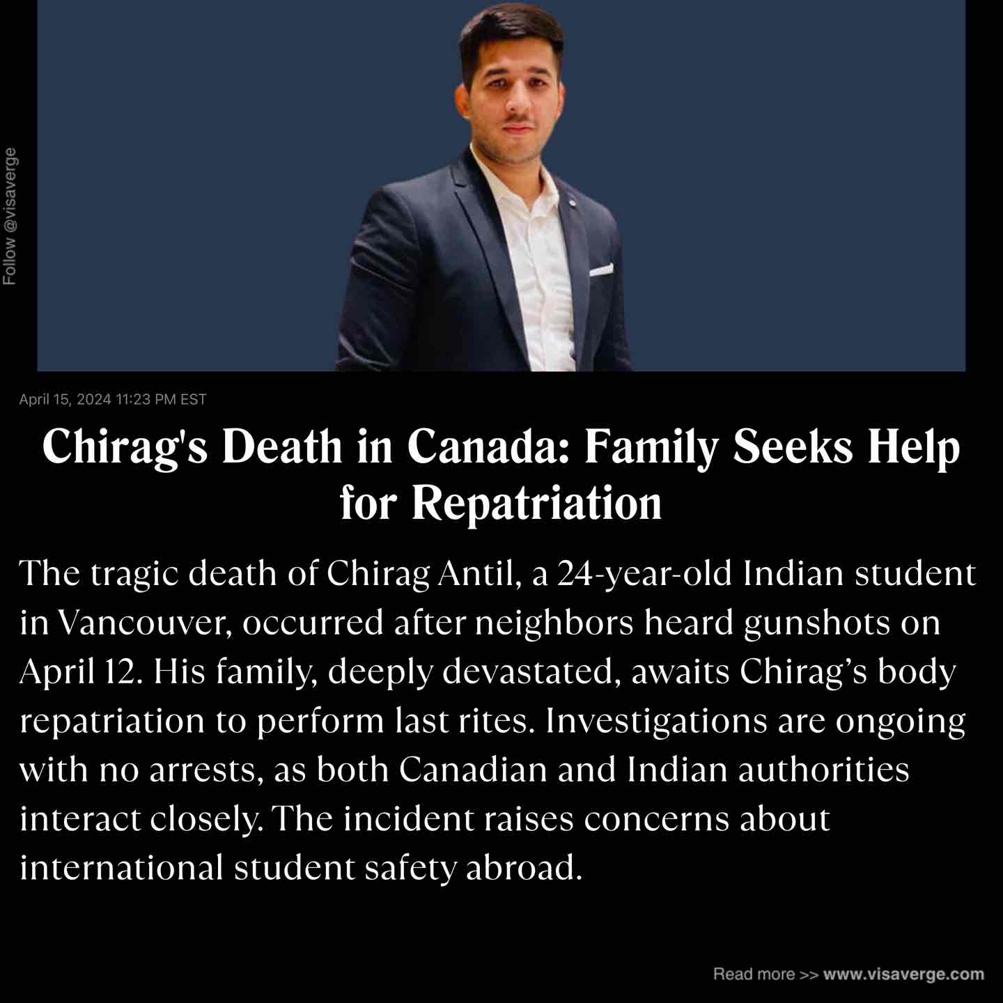 Chirag's Death in Canada: Family Seeks Help for Repatriation Chirag's Death in Canada: Family Seeks Help for Repatriation