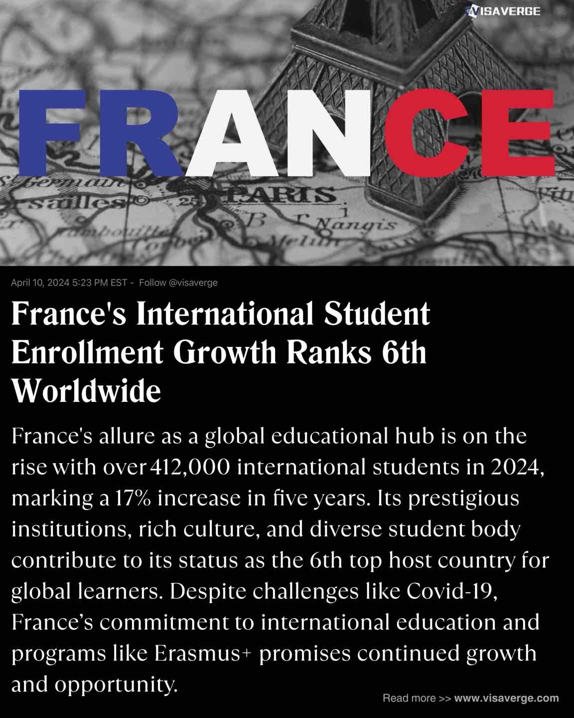 France's International Student Enrollment Growth Ranks 6th Worldwide France's International Student Enrollment Growth Ranks 6th Worldwide