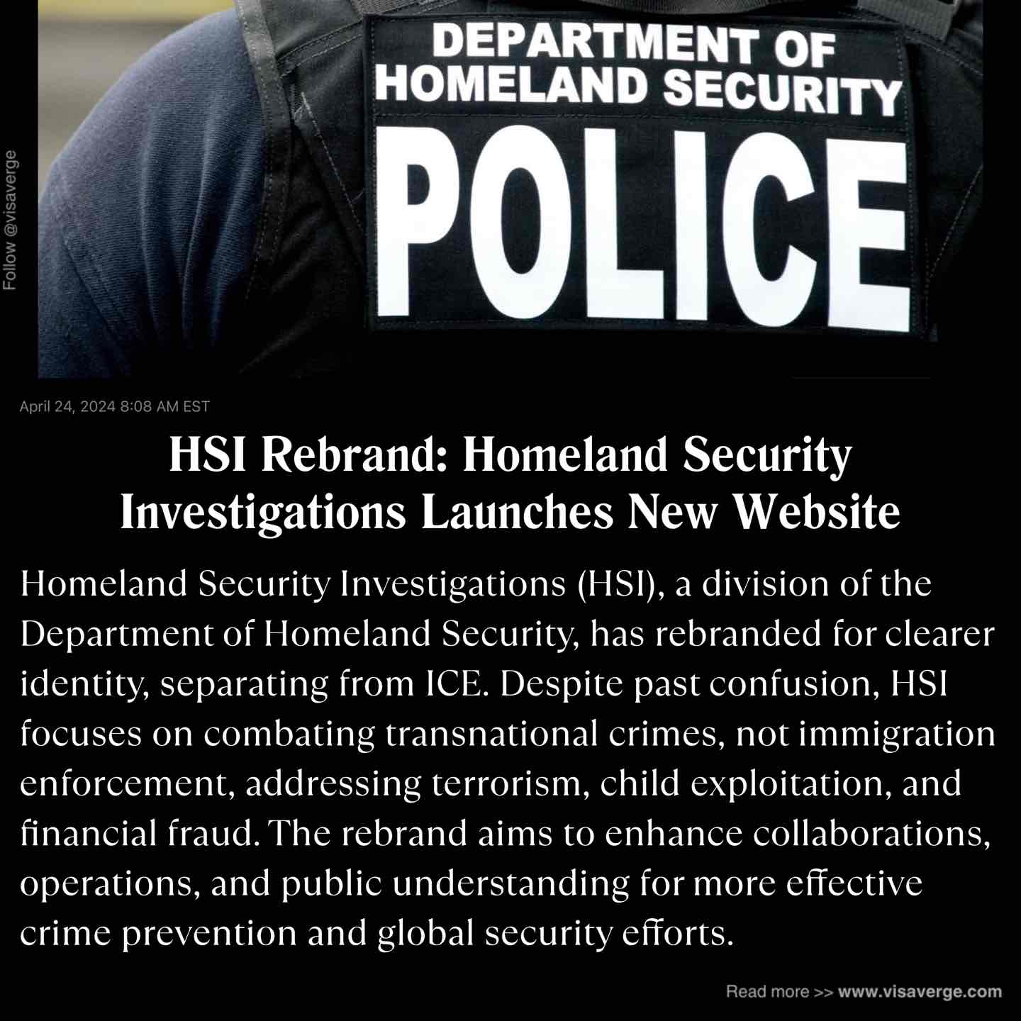HSI Rebrand: Homeland Security Investigations Launches New Website