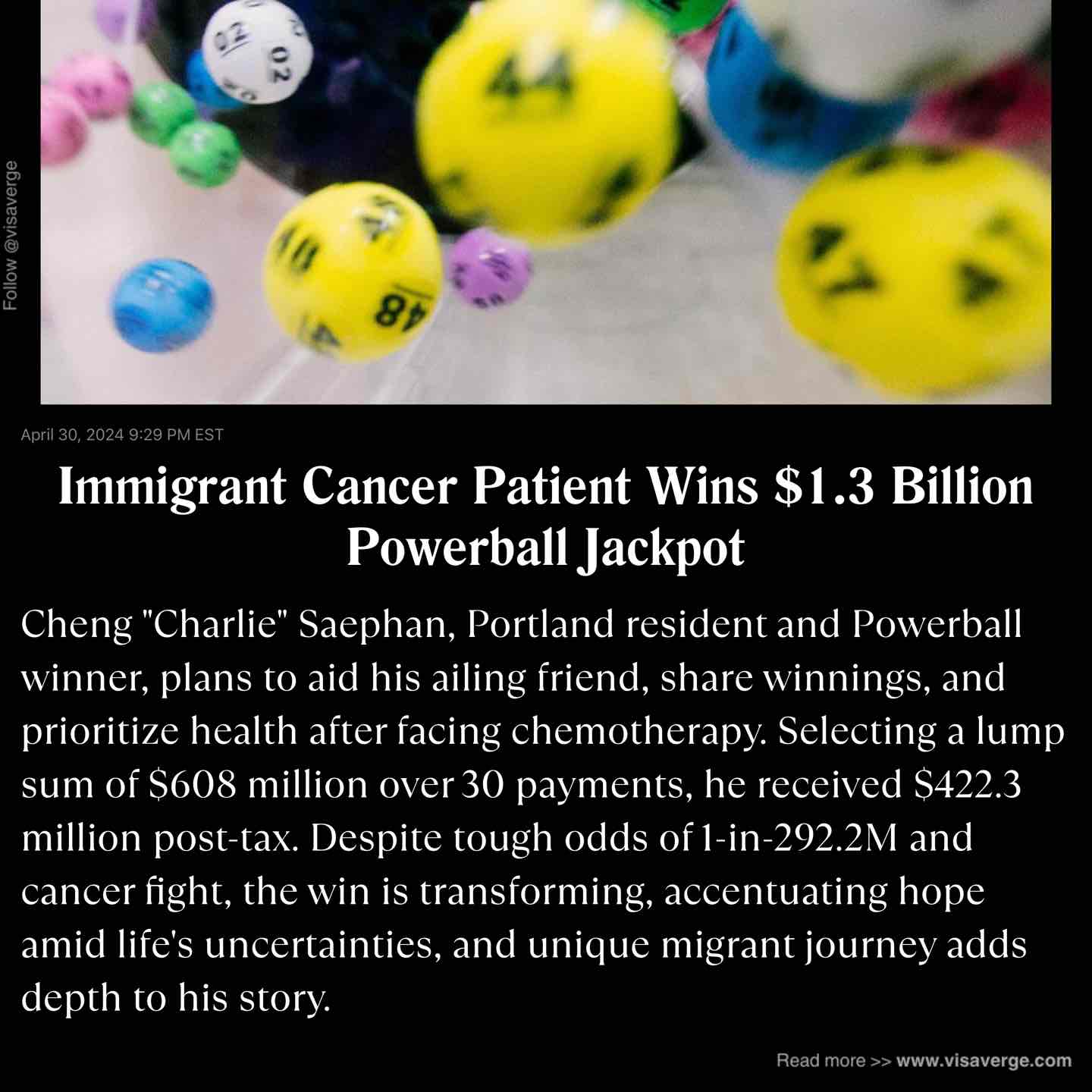 Immigrant Cancer Patient Wins $1.3 Billion Powerball Jackpot Immigrant Cancer Patient Wins $1.3 Billion Powerball Jackpot