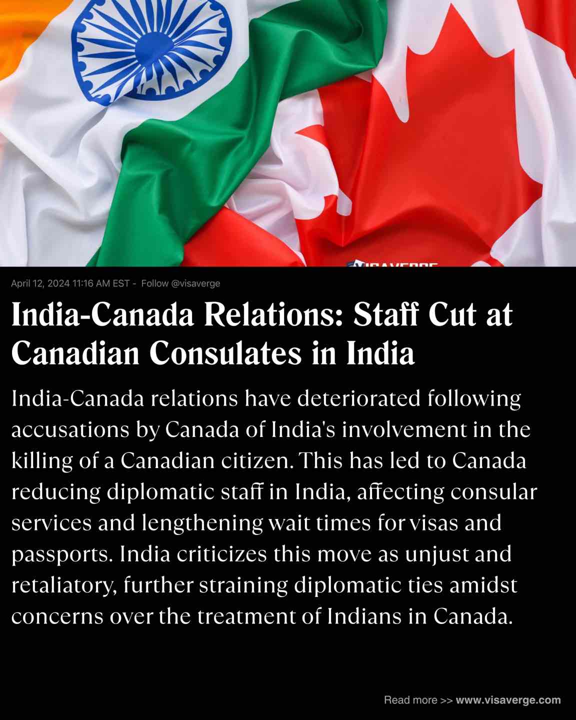 India-Canada Relations: Staff Cut at Canadian Consulates in India India-Canada Relations: Staff Cut at Canadian Consulates in India