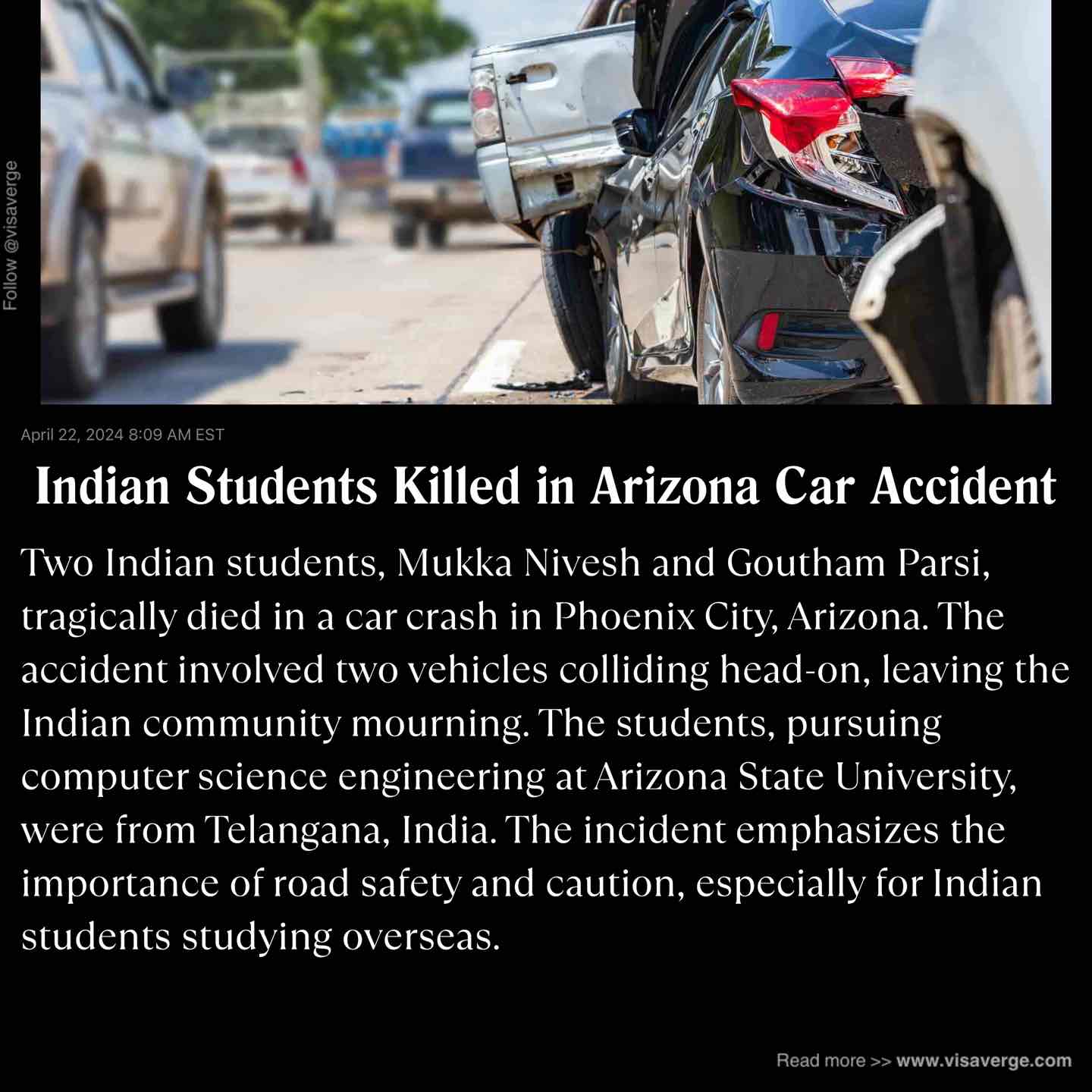 Indian Students Killed in Arizona Car Accident Indian Students Killed in Arizona Car Accident
