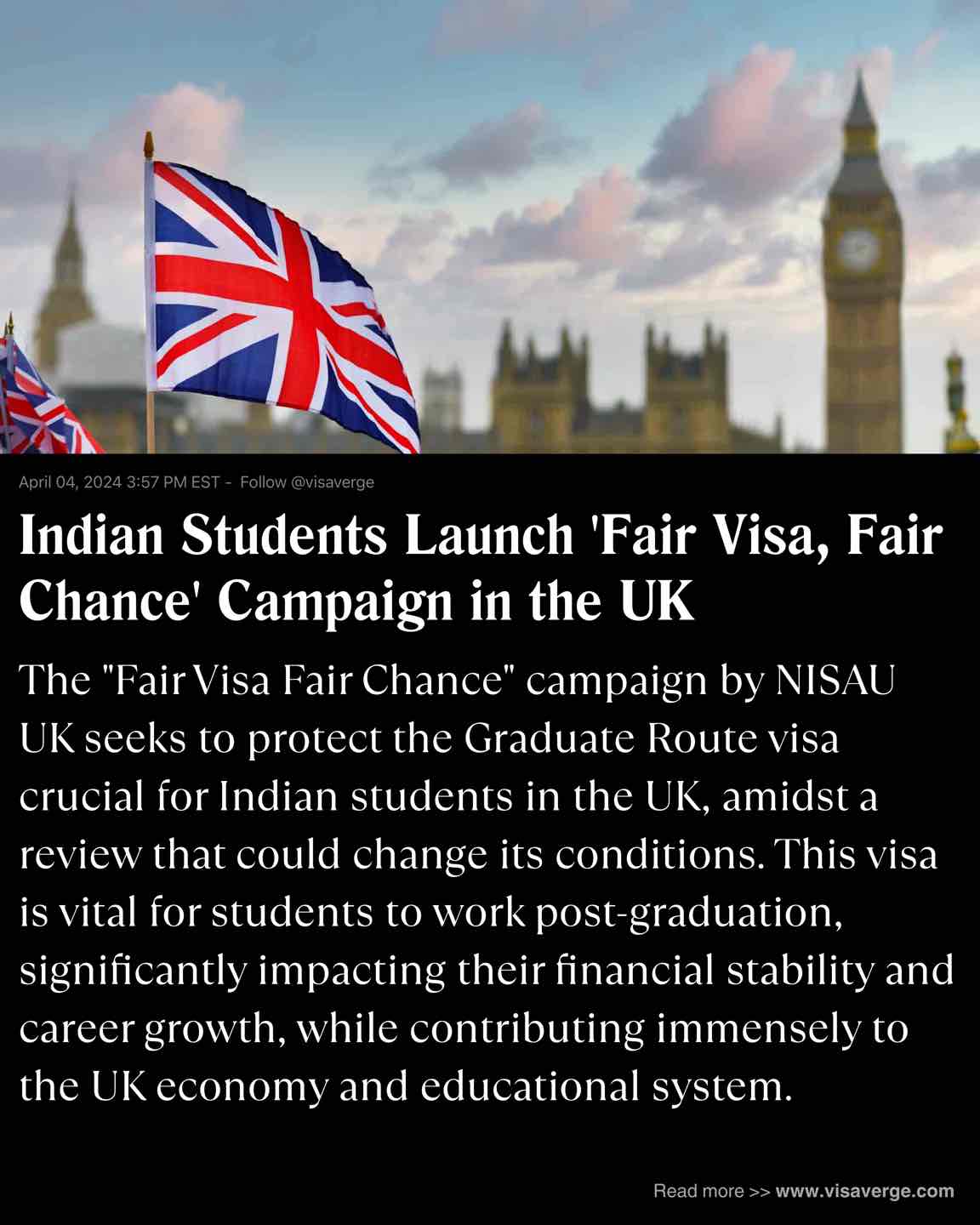 Indian Students Launch 'Fair Visa, Fair Chance' Campaign in the UK Indian Students Launch 'Fair Visa, Fair Chance' Campaign in the UK