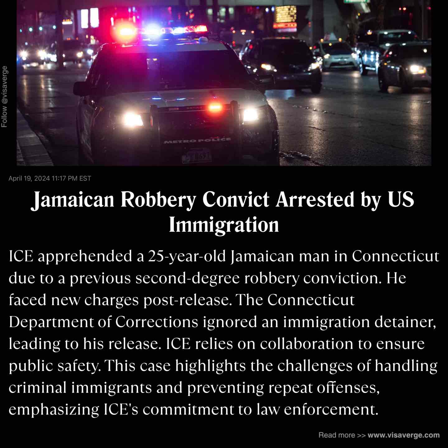 Jamaican Robbery Convict Arrested by US Immigration
