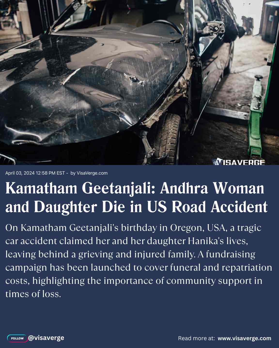 Kamatham Geetanjali: Andhra Woman and Daughter Die in US Road Accident Kamatham Geetanjali: Andhra Woman and Daughter Die in US Road Accident