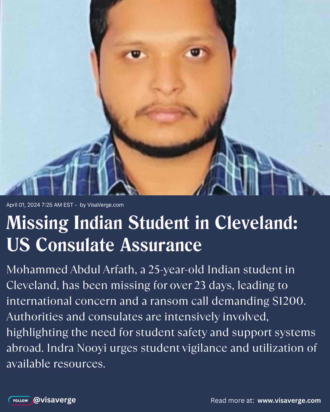 Missing Indian Student in Cleveland: US Consulate Assurance Missing Indian Student in Cleveland: US Consulate Assurance
