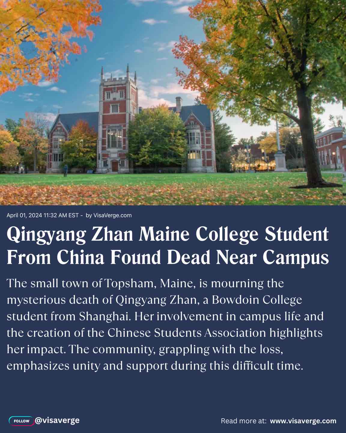 Qingyang Zhan Maine College Student From China Found Dead Near Campus Qingyang Zhan Maine College Student From China Found Dead Near Campus