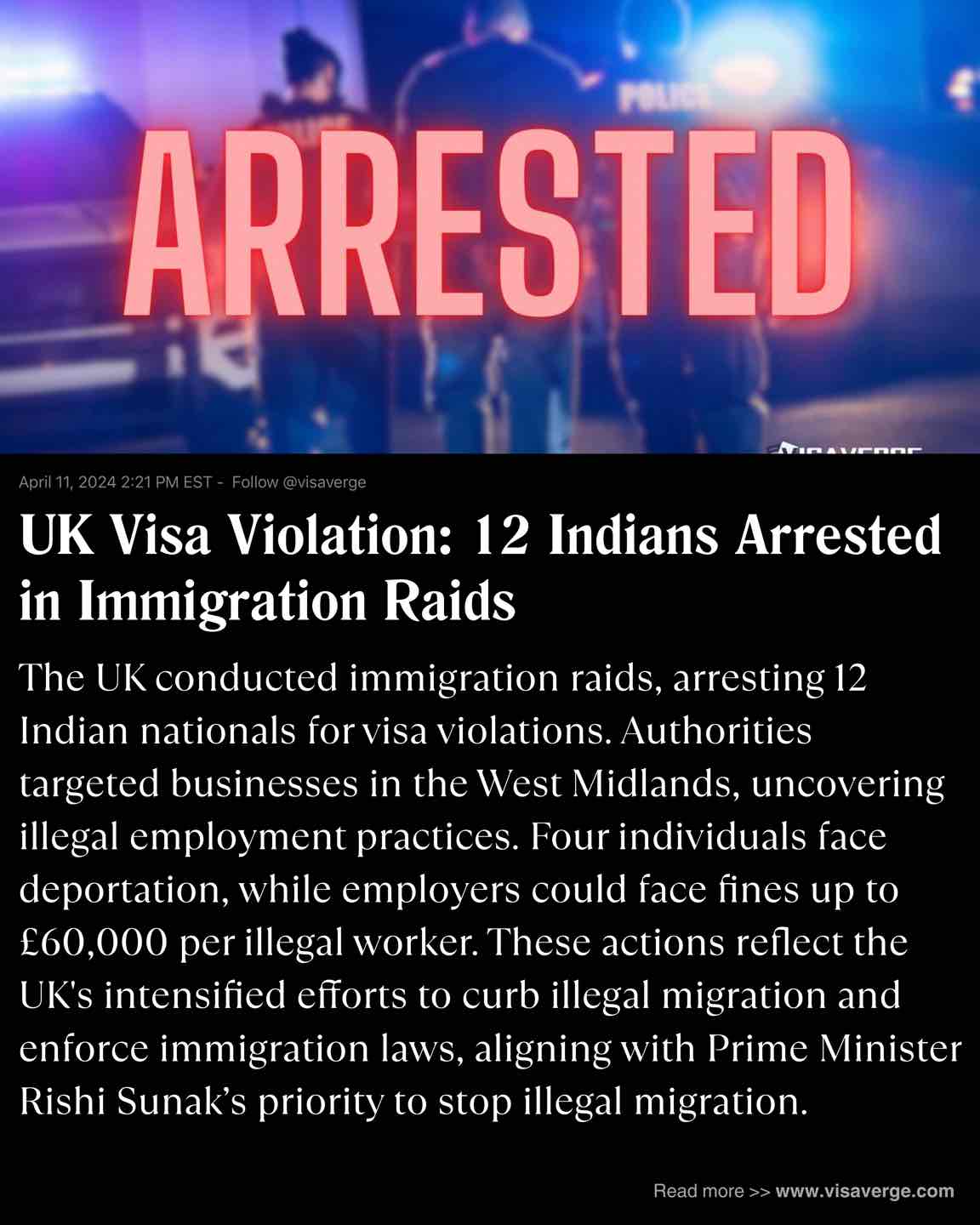 UK Visa Violation: 12 Indians Arrested in Immigration Raids UK Visa Violation: 12 Indians Arrested in Immigration Raids