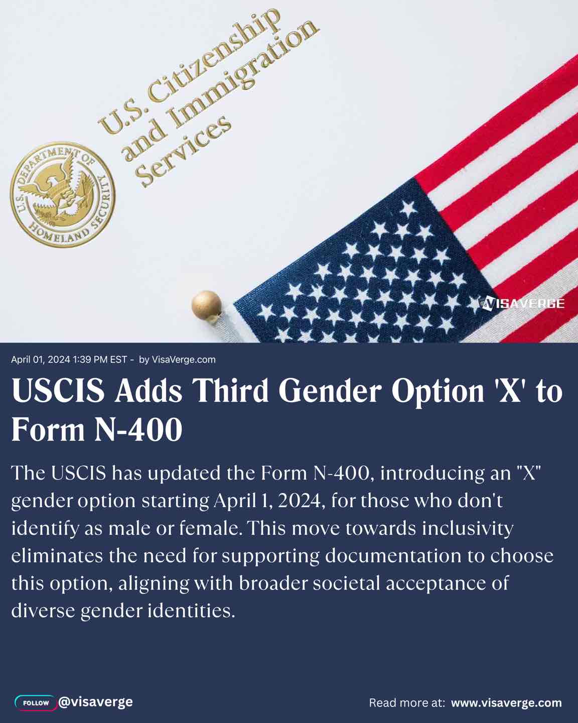 USCIS Adds Third Gender Option 'X' to Form N-400
