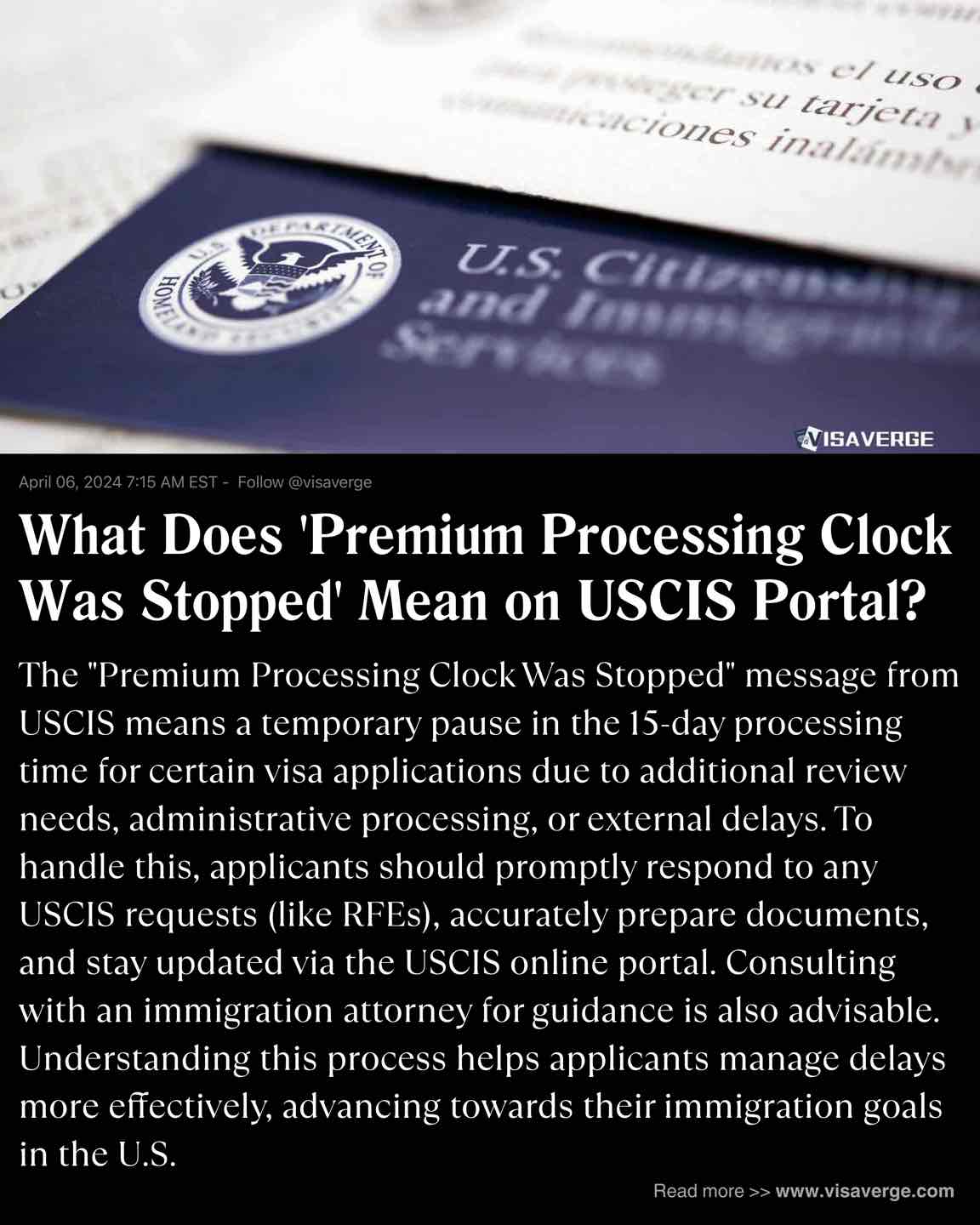 What Does 'Premium Processing Clock Was Stopped' Mean on USCIS Portal? What Does 'Premium Processing Clock Was Stopped' Mean on USCIS Portal?