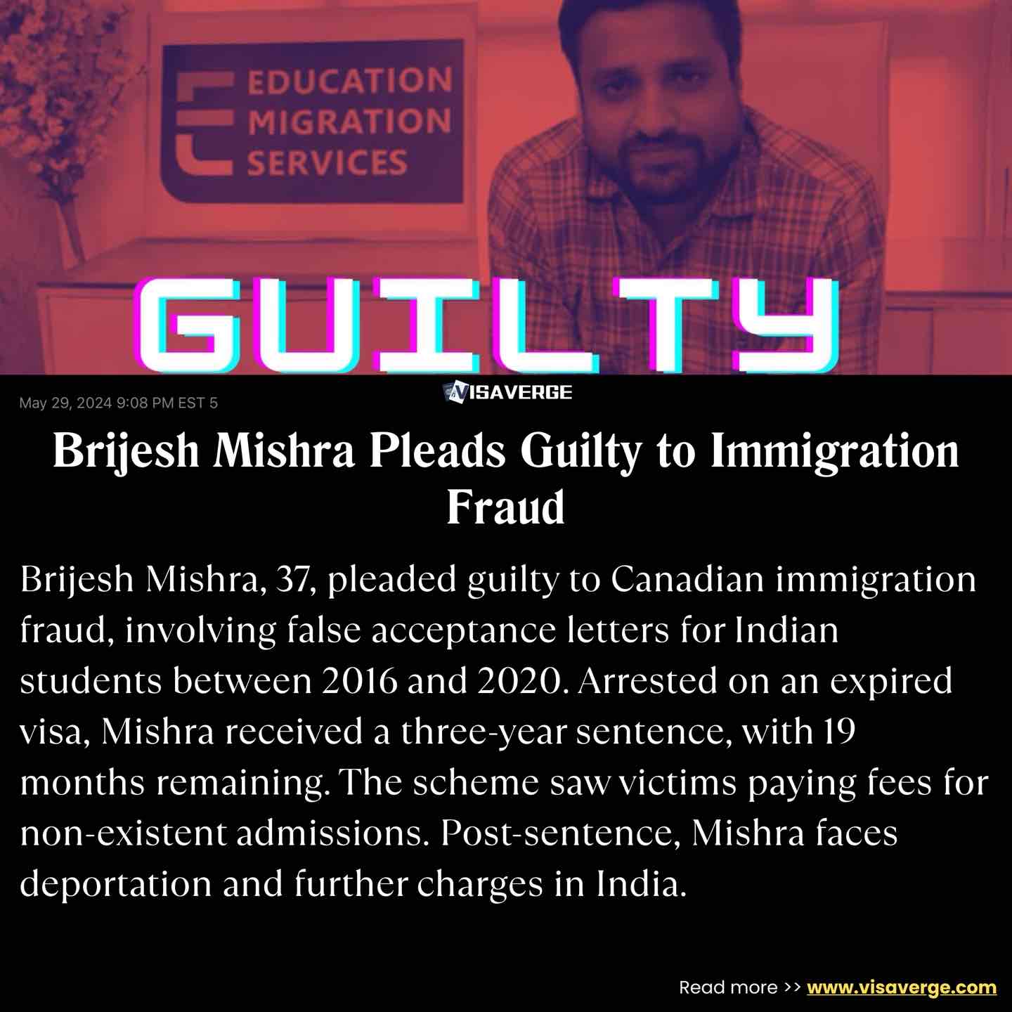 Brijesh Mishra Pleads Guilty to Immigration Fraud