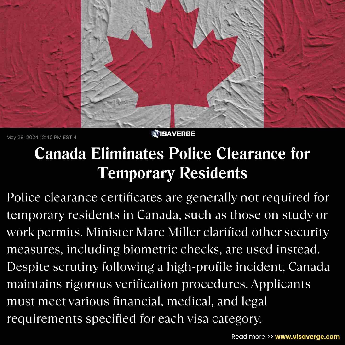 Canada Eliminates Police Clearance for Temporary Residents