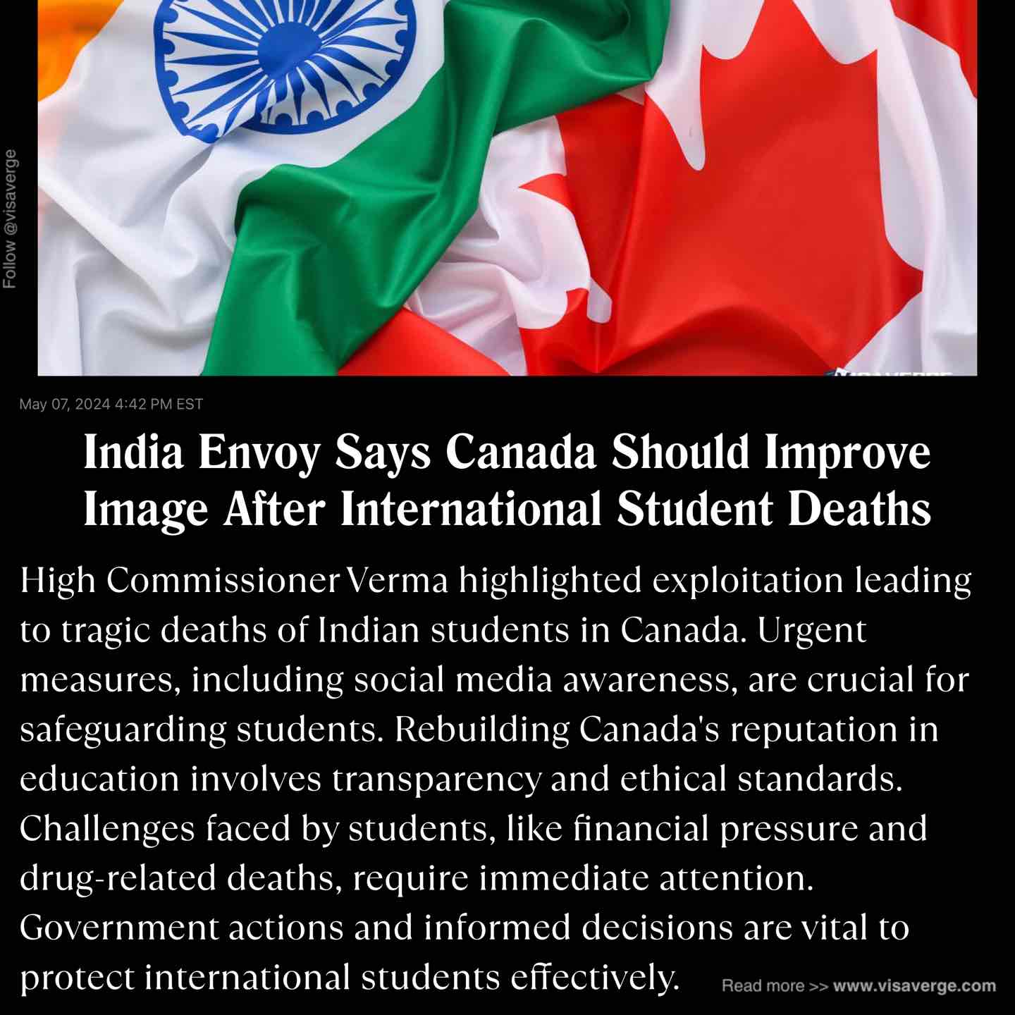 India Envoy Says Canada Should Improve Image After International Student Deaths India Envoy Says Canada Should Improve Image After International Student Deaths