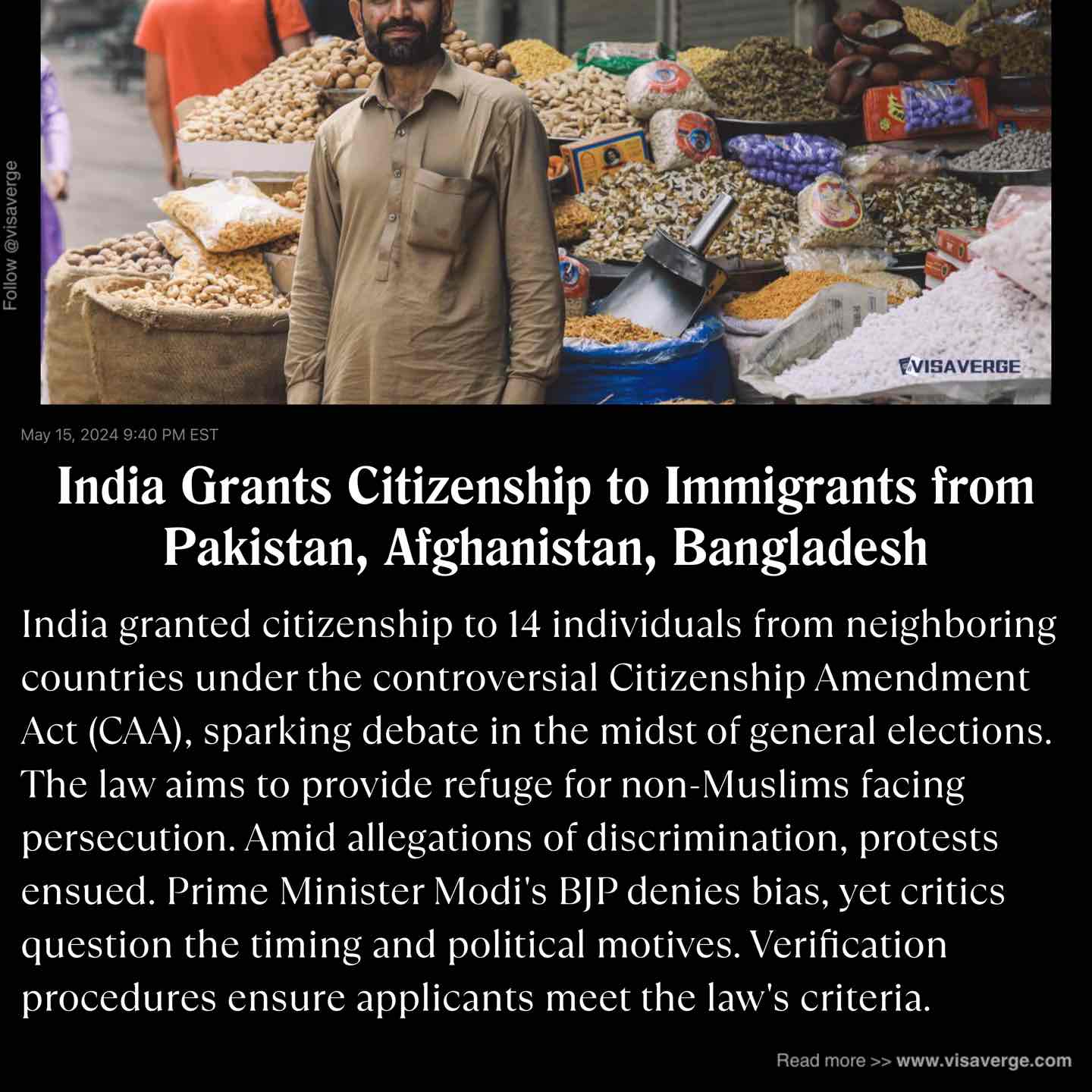 India Grants Citizenship to Immigrants from Pakistan, Afghanistan, Bangladesh