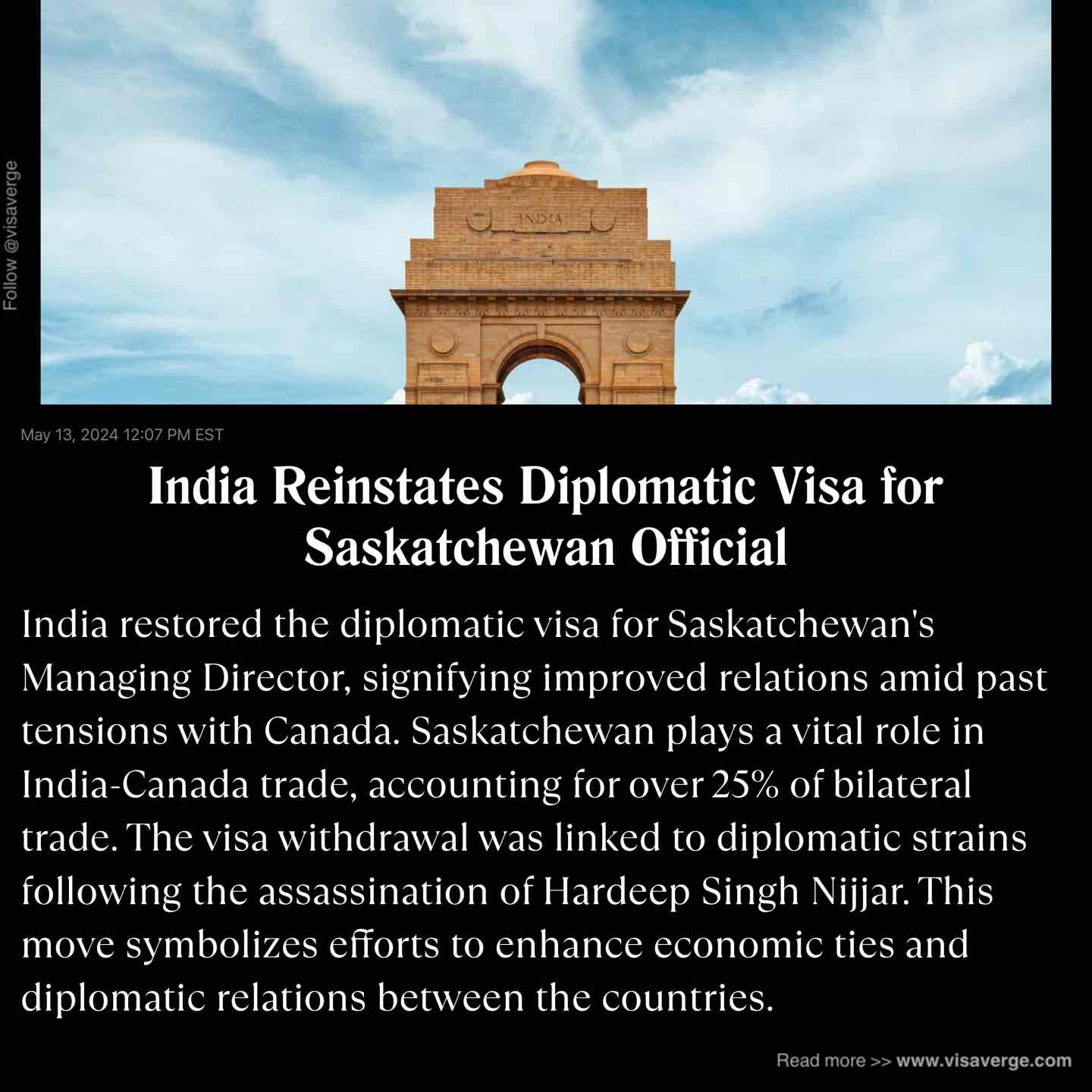 India Reinstates Diplomatic Visa for Saskatchewan Official India Reinstates Diplomatic Visa for Saskatchewan Official