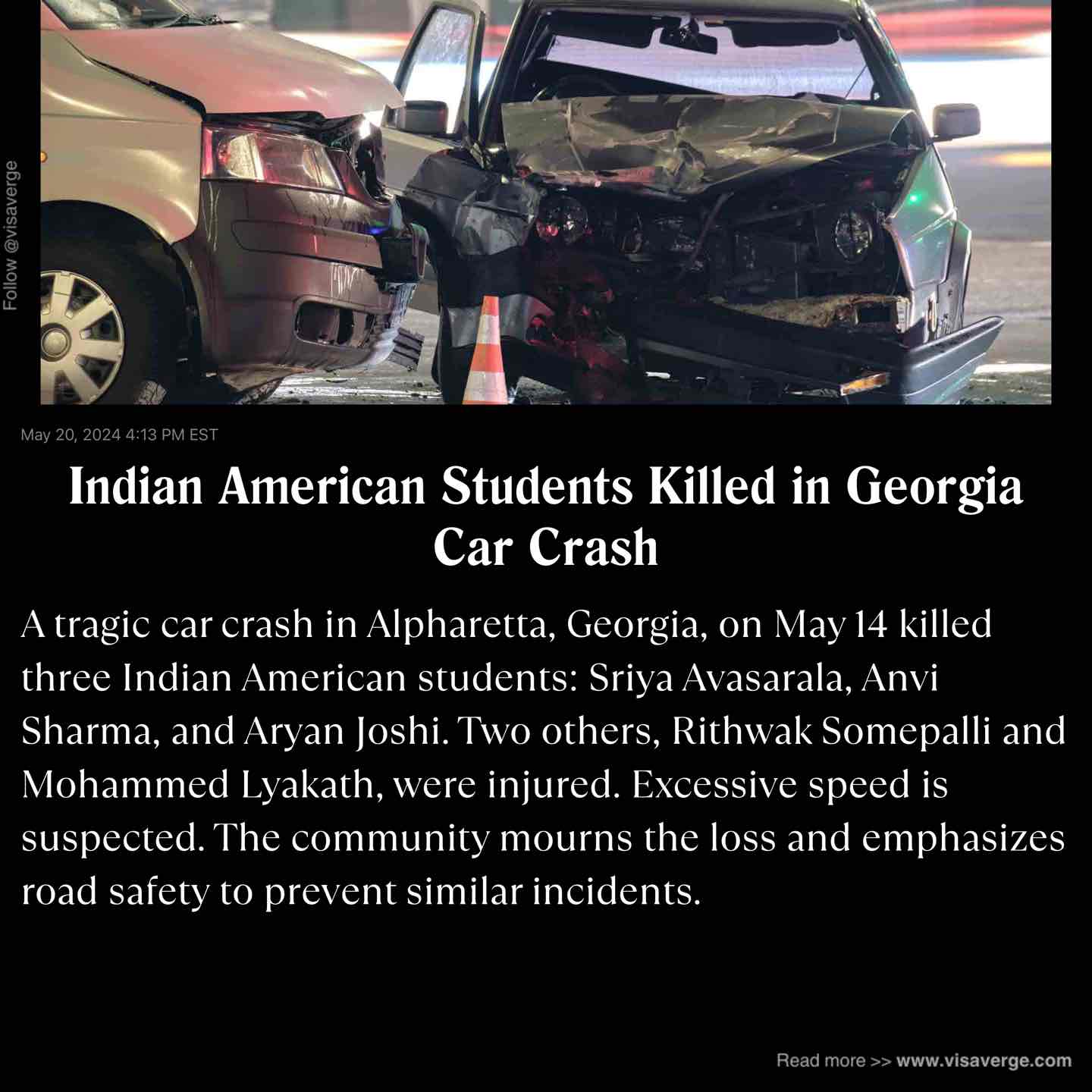 Indian American Students Killed in Georgia Car Crash