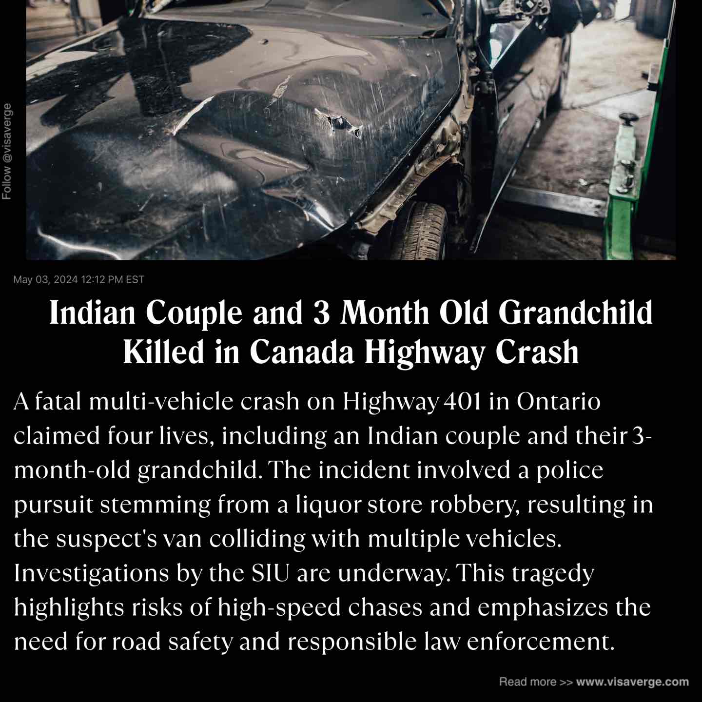 Indian Couple and 3 Month Old Grandchild Killed in Canada Highway Crash Indian Couple and 3 Month Old Grandchild Killed in Canada Highway Crash