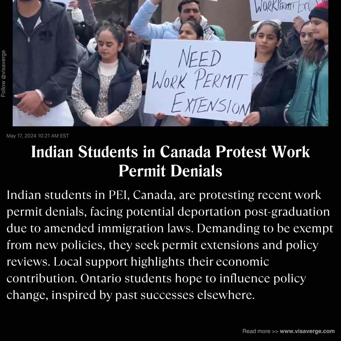 Indian Students in Canada Protest Work Permit Denials