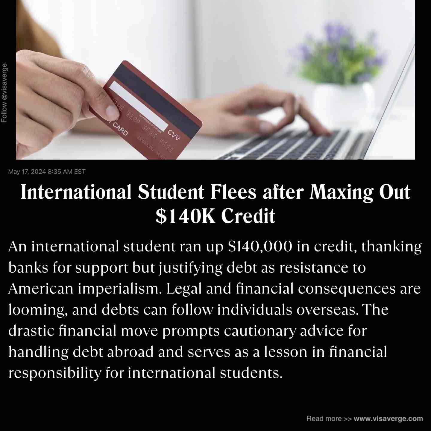 International Student Flees after Maxing Out $140K Credit