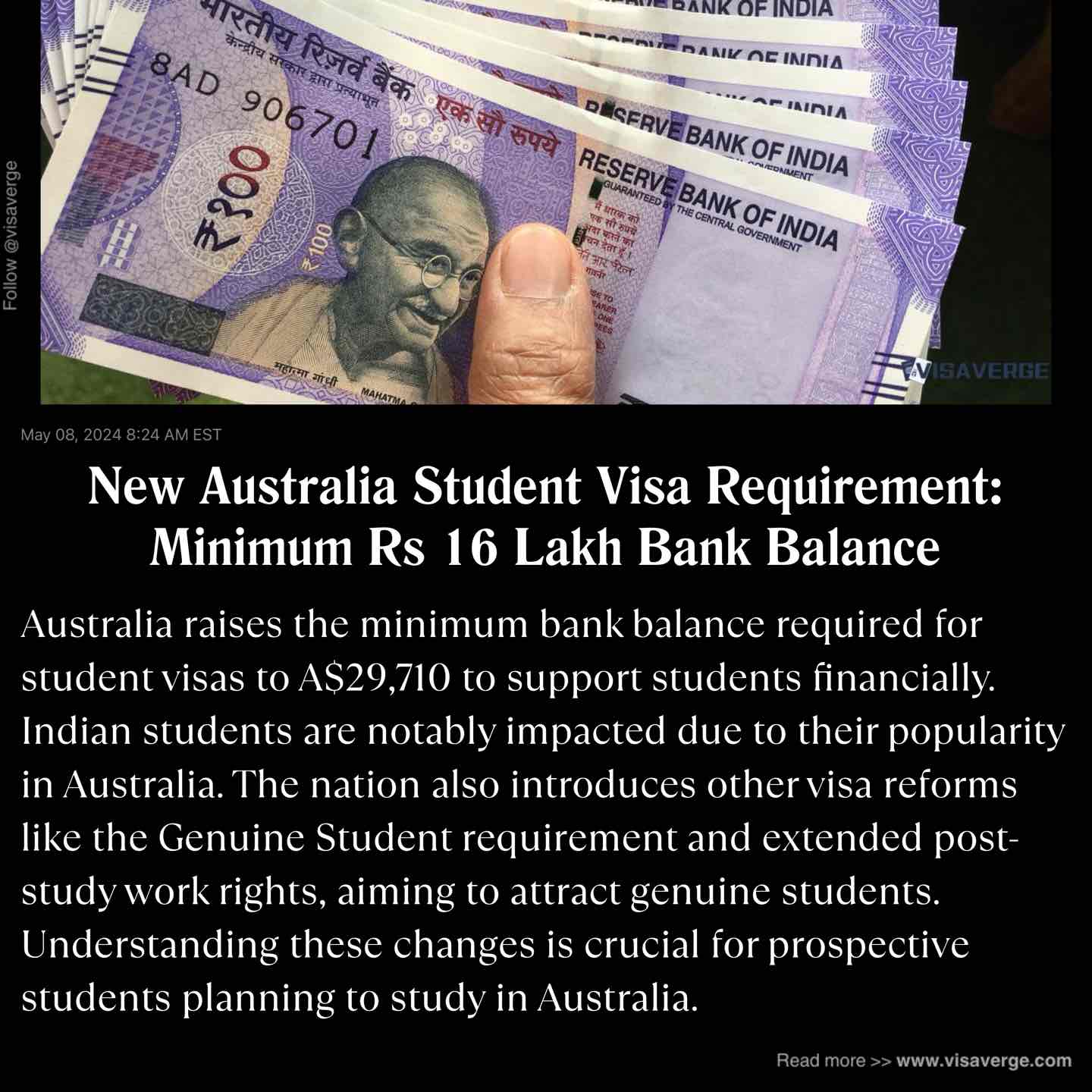 New Australia Student Visa Requirement: Minimum Rs 16 Lakh Bank Balance