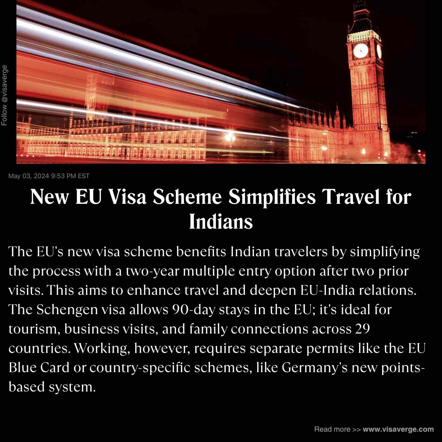 New EU Visa Scheme Simplifies Travel for Indians