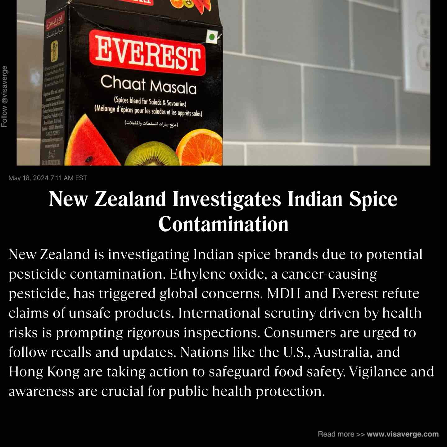 New Zealand Investigates Indian Spice Contamination New Zealand Investigates Indian Spice Contamination