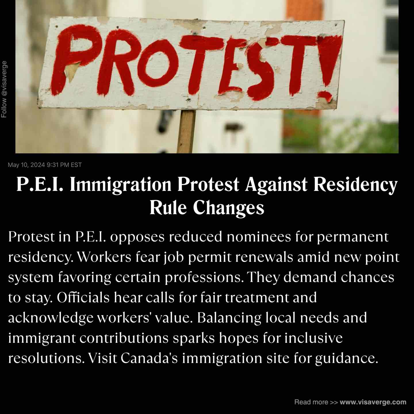 P.E.I. Immigration Protest Against Residency Rule Changes