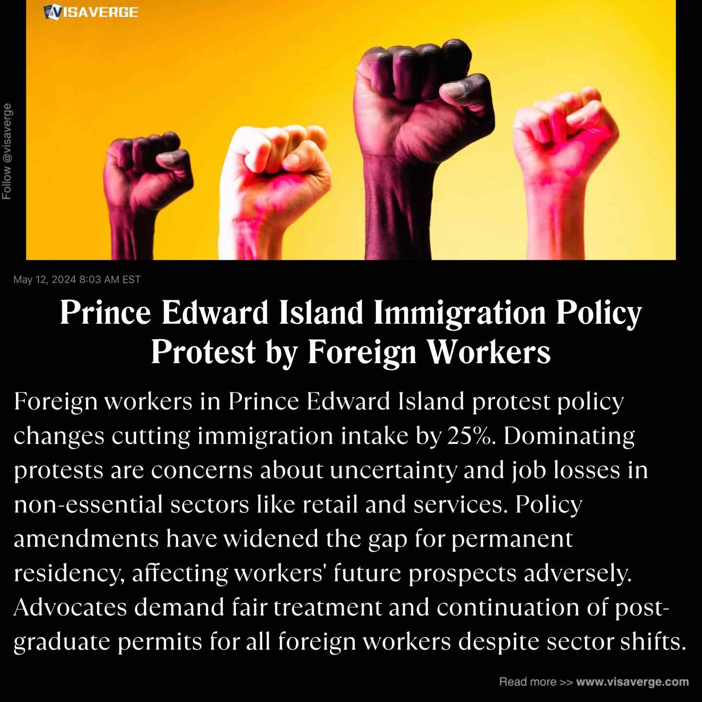 Prince Edward Island Immigration Policy Protest by Foreign Workers Prince Edward Island Immigration Policy Protest by Foreign Workers