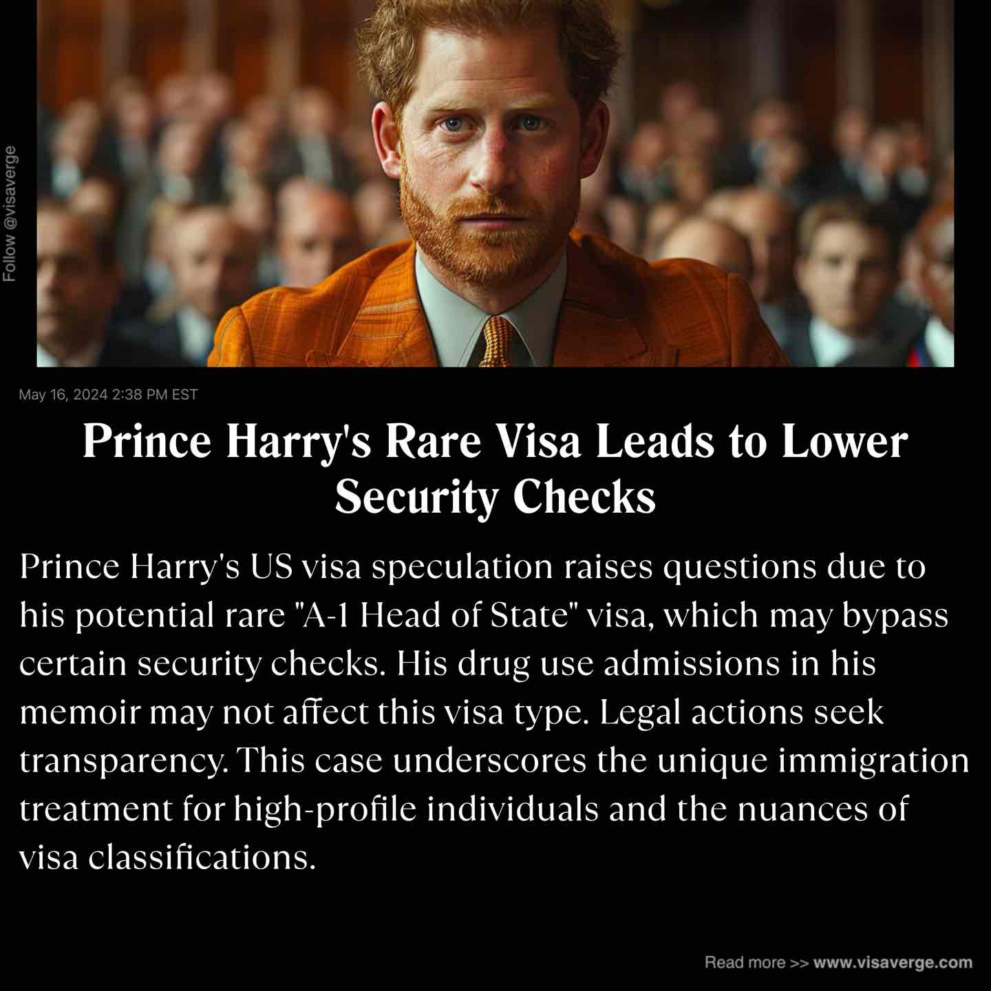 Prince Harry's Rare Visa Leads to Lower Security Checks Prince Harry's Rare Visa Leads to Lower Security Checks