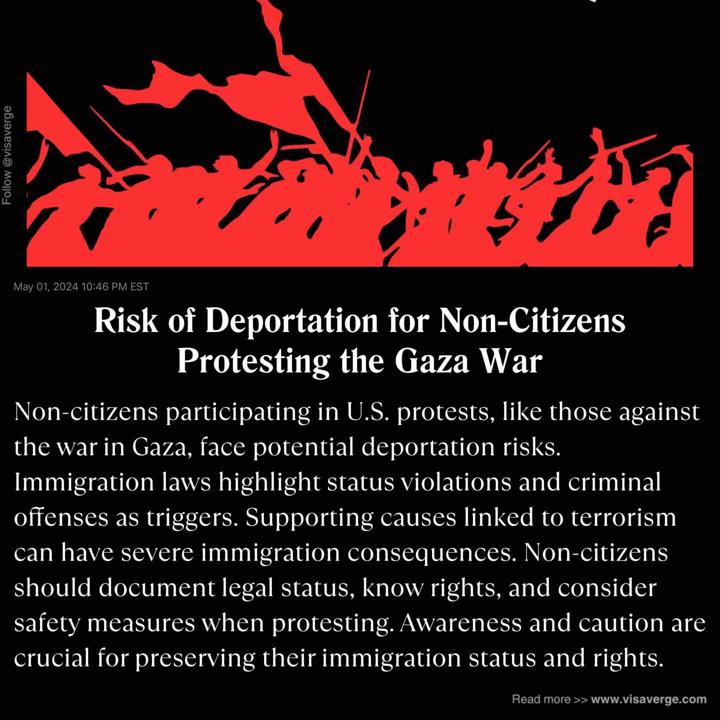 Risk of Deportation for Non-Citizens Protesting the Gaza War Risk of Deportation for Non-Citizens Protesting the Gaza War