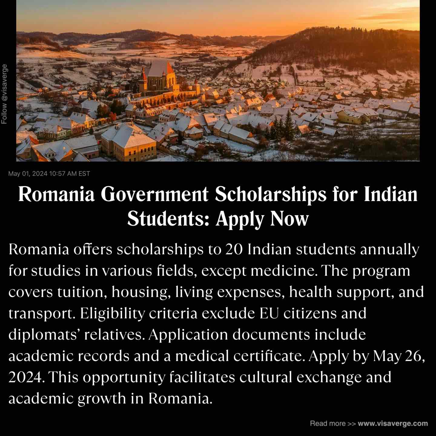 Romania Government Scholarships for Indian Students: Apply Now
