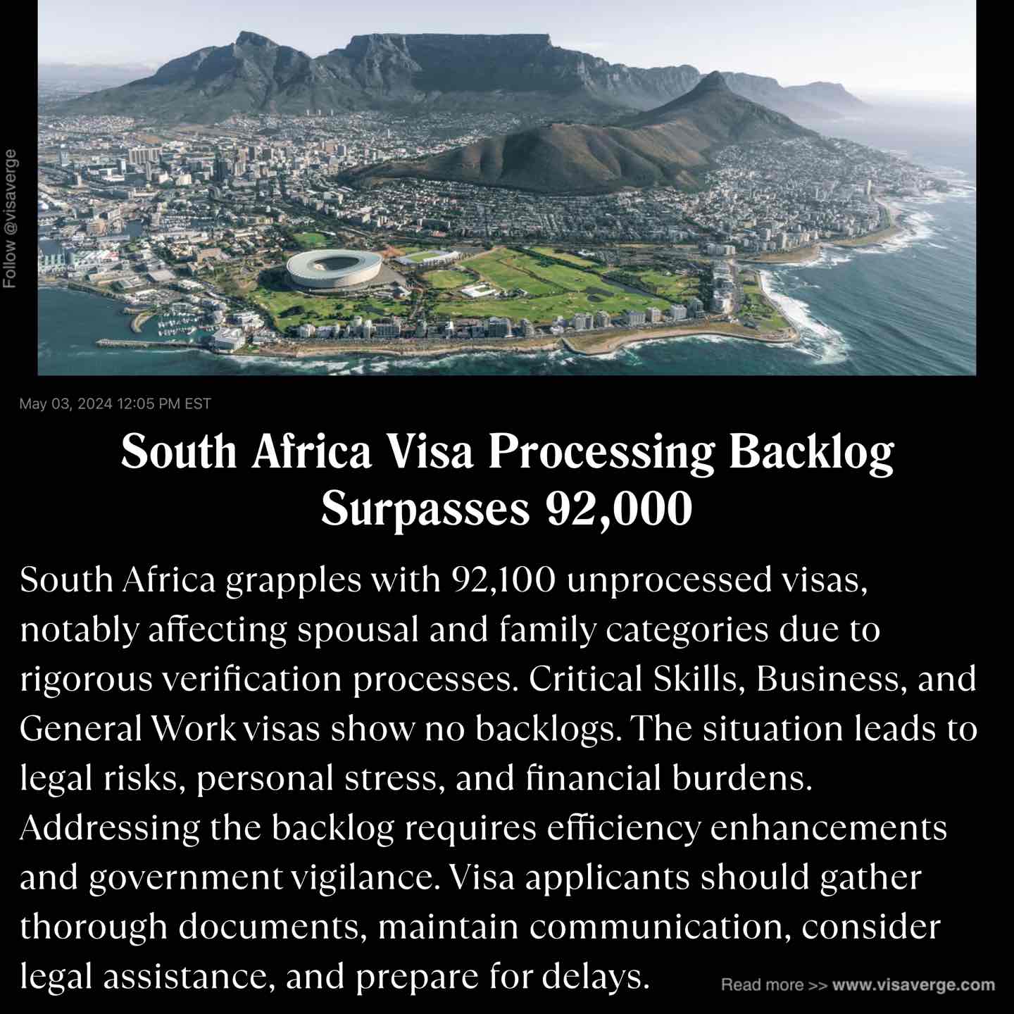 South Africa Visa Processing Backlog Surpasses 92,000 South Africa Visa Processing Backlog Surpasses 92,000