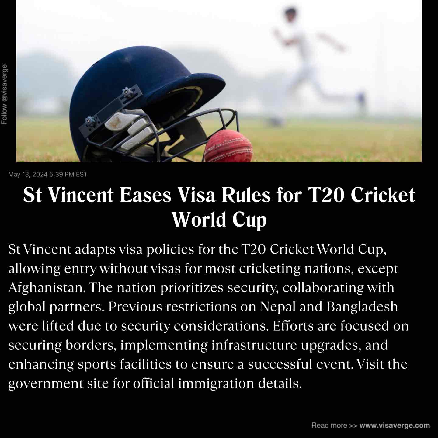 St Vincent Eases Visa Rules for T20 Cricket World Cup St Vincent Eases Visa Rules for T20 Cricket World Cup