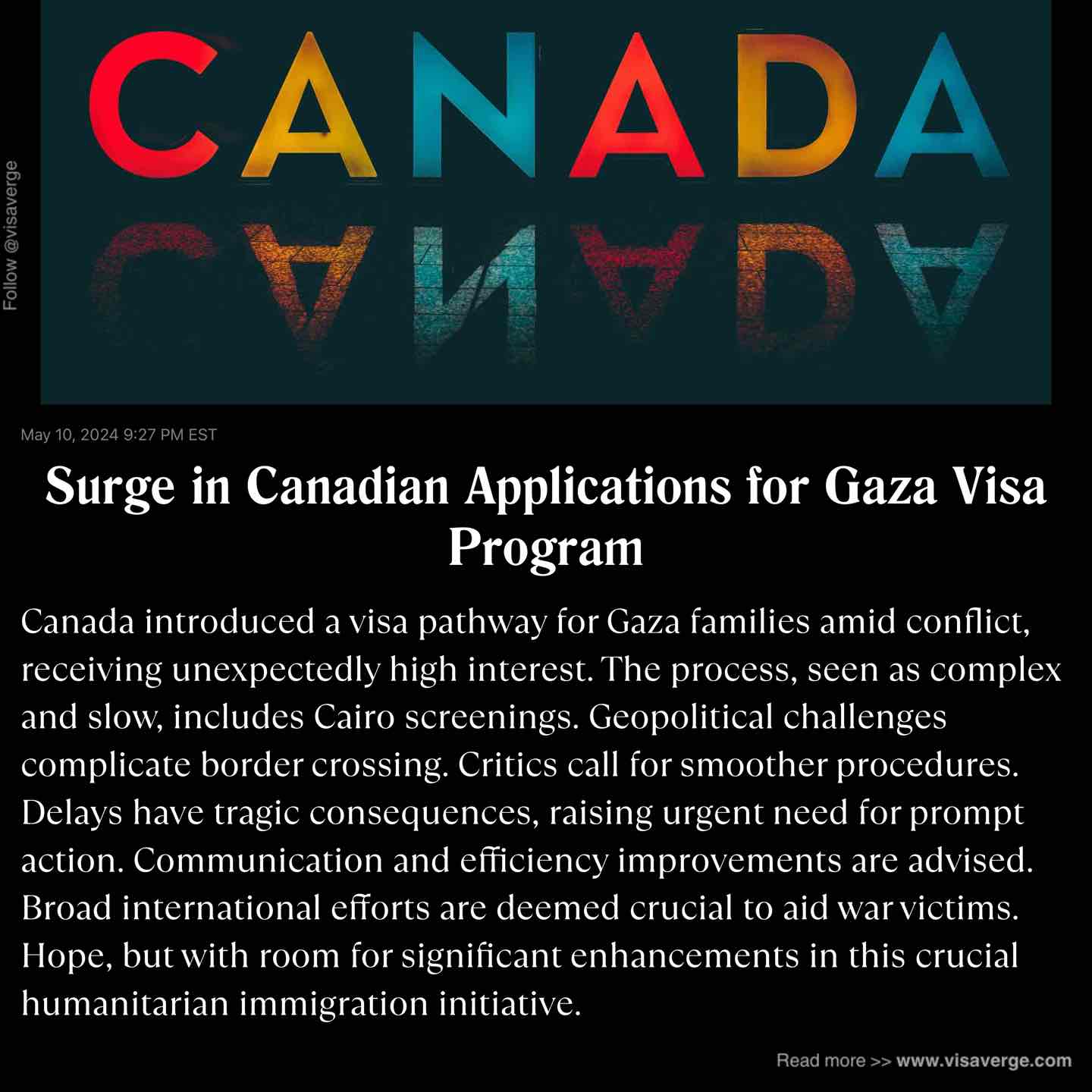 Surge in Canadian Applications for Gaza Visa Program Surge in Canadian Applications for Gaza Visa Program