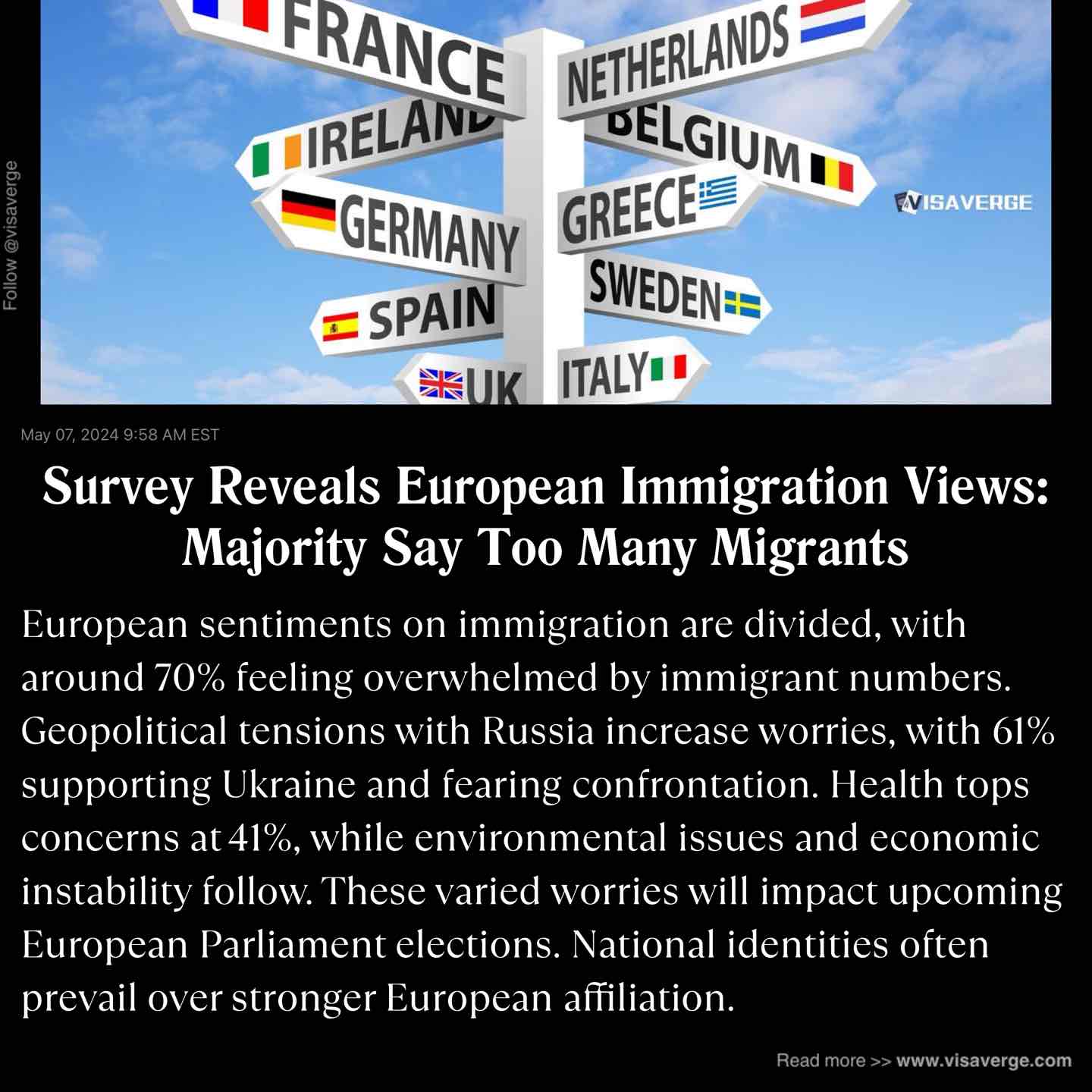 Survey Reveals European Immigration Views: Majority Say Too Many Migrants Survey Reveals European Immigration Views: Majority Say Too Many Migrants