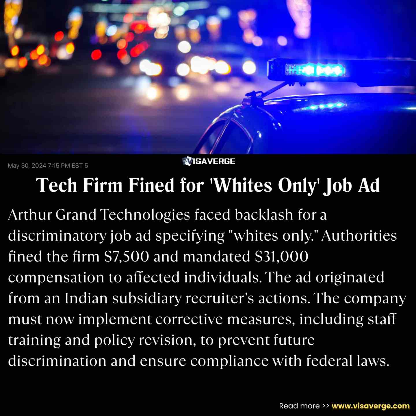 Tech Firm Fined for 'Whites Only' Job Ad