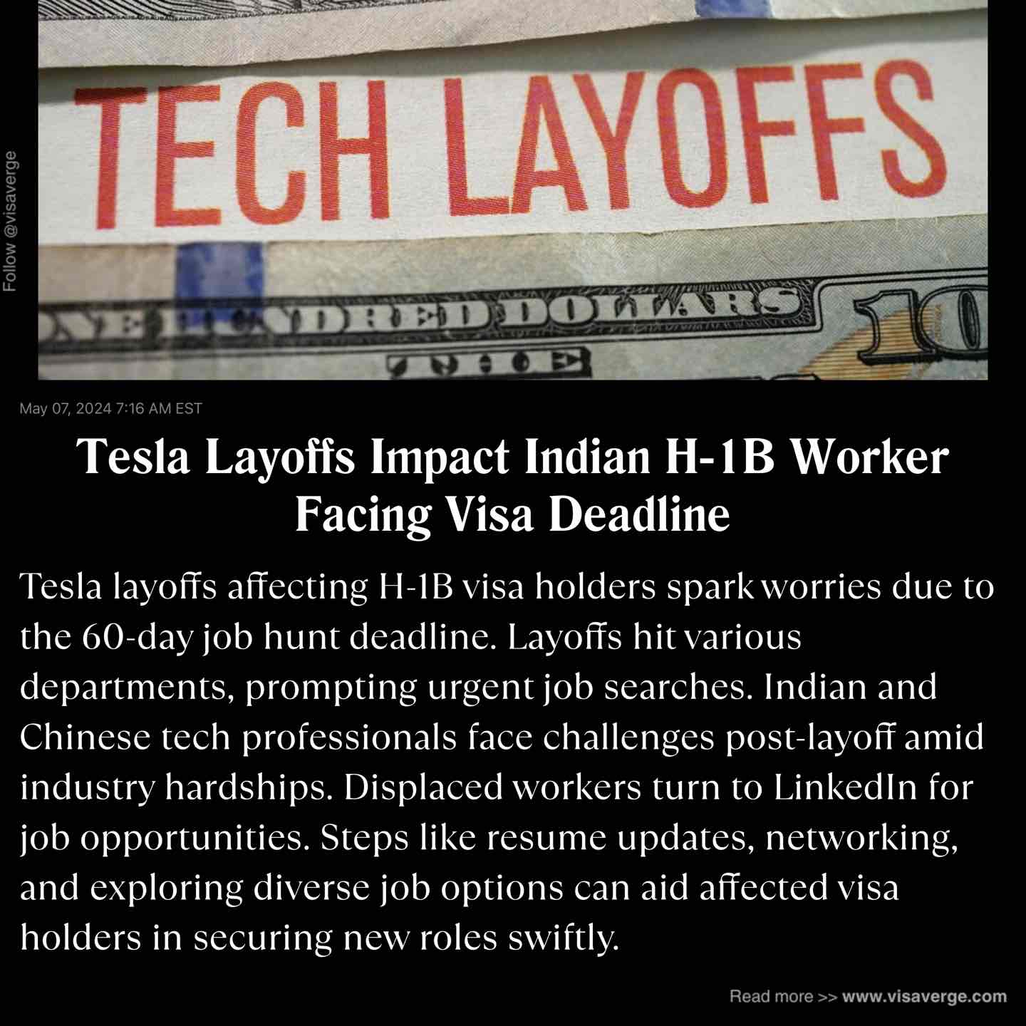 Tesla Layoffs Impact Indian H-1B Worker Facing Visa Deadline