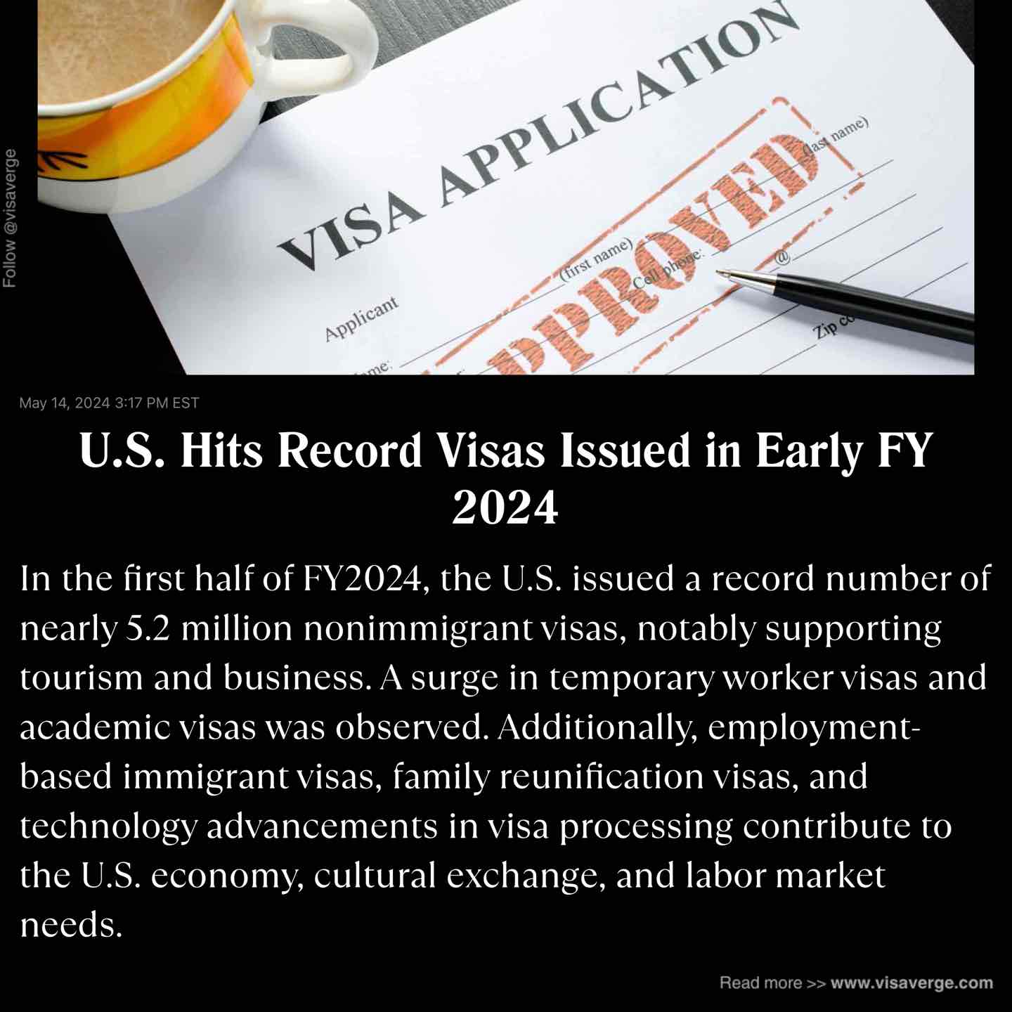 U.S. Hits Record Visas Issued in Early FY 2024 U.S. Hits Record Visas Issued in Early FY 2024