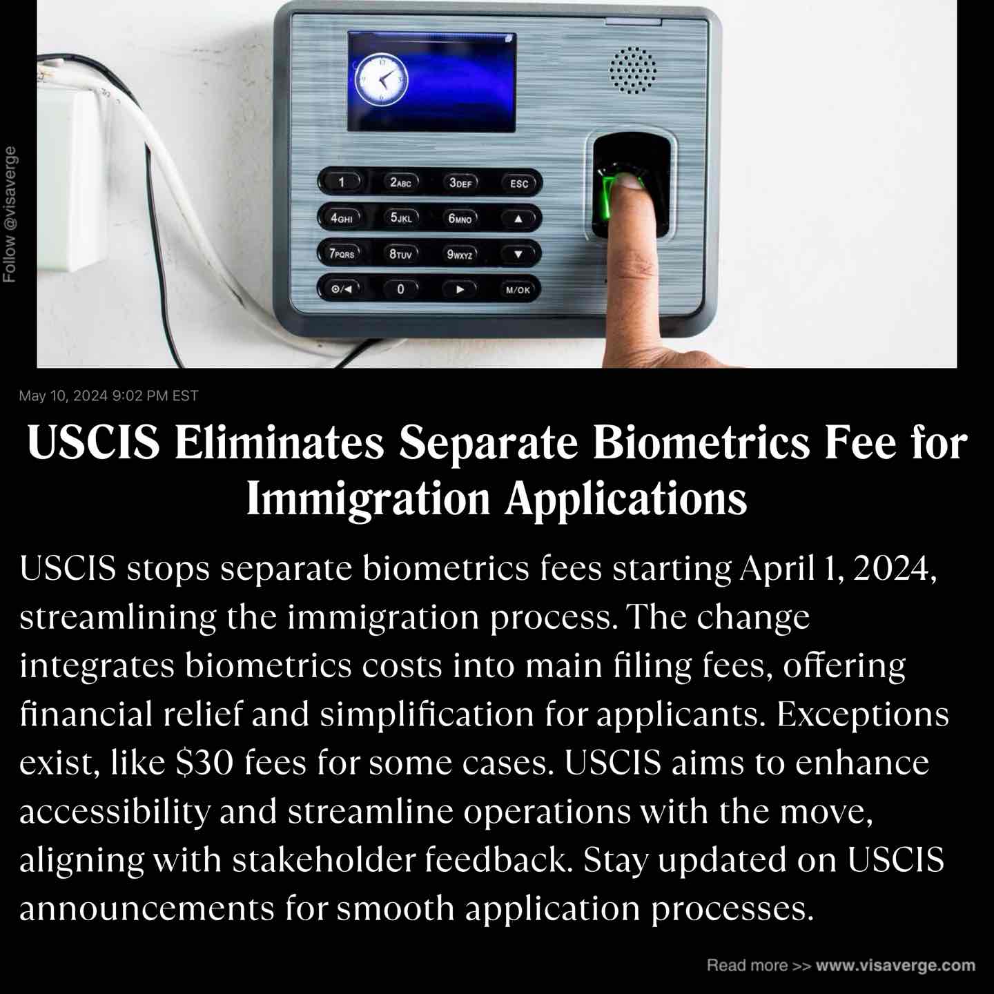 USCIS Eliminates Separate Biometrics Fee for Immigration Applications USCIS Eliminates Separate Biometrics Fee for Immigration Applications