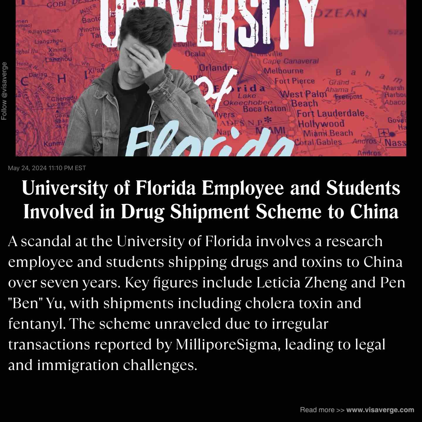 University of Florida Employee and Students Involved in Drug Shipment Scheme to China University of Florida Employee and Students Involved in Drug Shipment Scheme to China